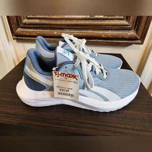 Blue and White Reebok Sneakers